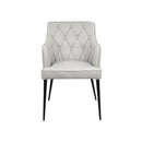 ***SILLA DE COMEDOR CON FRENTE EN PIEL GRIS Y PATAS NEGRAS