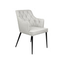 ***SILLA DE COMEDOR CON FRENTE EN PIEL GRIS Y PATAS NEGRAS