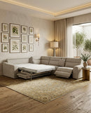 SOFA SECCIONAL RECLINABLE ELECTRICO EN TELA BEIGE