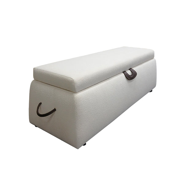 OTOMAN CON ALMACENAMIENTO ELFIN EN TELA BLANCA