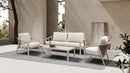 SET DE EXTERIOR 4 PCS EN TELA BLANCA Y MARCO DE ALUMINIO BEIGE