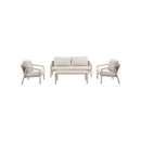 SET DE EXTERIOR 4 PCS EN TELA BLANCA Y MARCO DE ALUMINIO BEIGE