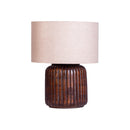 LAMPARA DE MESA BASE ACABADO DE MADERA