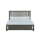 ***CAMA QUEEN CON LED CHARCO EN ACABADO DE MADERA Y PU GRIS