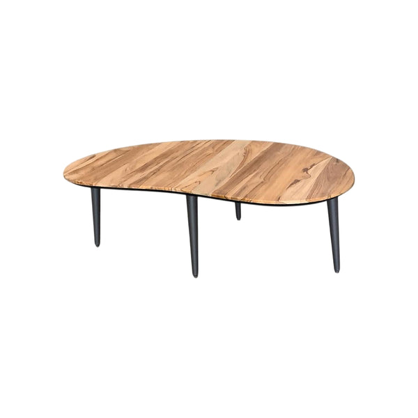 MESA DE CENTRO ACABADO DE MADERA NATURAL Y PATAS NEGRAS