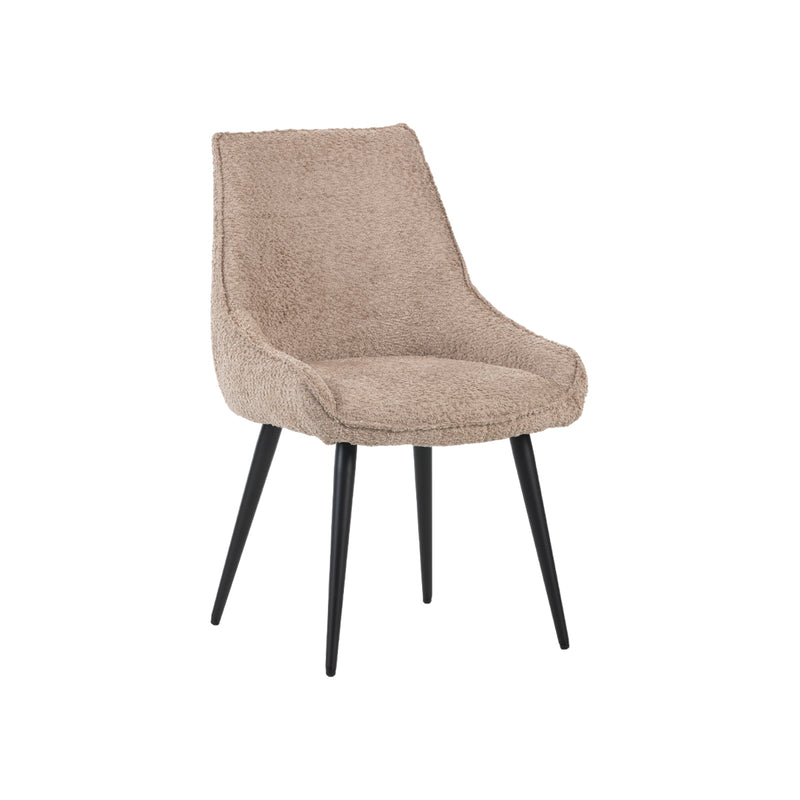SILLA DE COMEDOR EN TELA BEIGE Y PATAS NEGRAS