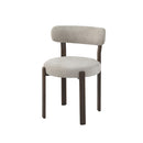 SILLA DE COMEDOR EN TELA BEITE Y PATAS EN METAL ESTILO MADERA