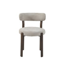 SILLA DE COMEDOR EN TELA BEITE Y PATAS EN METAL ESTILO MADERA