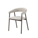 SILLA DE COMEDOR EN TELA BEIGE Y PATAS EN METAL ESTILO MADERA