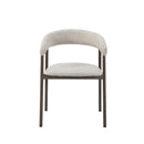 SILLA DE COMEDOR EN TELA BEIGE Y PATAS EN METAL ESTILO MADERA