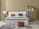CAMA QUEEN  GRIS Y BLANCO MATE