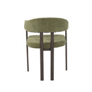 SILLA DE COMEDOR EN TELA VERDE  Y PATAS EN METAL ESTILO MADERA