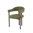 SILLA DE COMEDOR EN TELA VERDE  Y PATAS EN METAL ESTILO MADERA