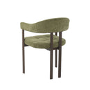 SILLA DE COMEDOR EN TELA VERDE  Y PATAS EN METAL ESTILO MADERA