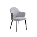 SILLA DE COMEDOR EN TELA Y RESPALDO GRIS CON PATAS NEGRAS