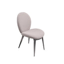 SILLA DE COMEDOR EN TELA Y RESPALDO EN MICRO PIEL BEIGE GRISACEO CON PATAS CROMADAS
