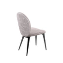 SILLA DE COMEDOR EN TELA Y RESPALDO EN MICRO PIEL BEIGE GRISACEO CON PATAS CROMADAS