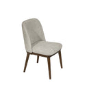 SILLA DE COMEDOR EN TELA GRIS BEIGESACEO Y PATAS MARRONES