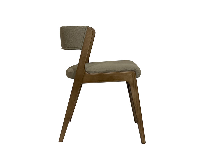 SILLA DE COMEDOR EN TELA BEIGE Y PATAS ACABADO DE MADERA