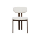 SILLA EN TELA BLANCA Y PATAS EN METAL ESTILO MADERA
