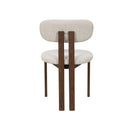 SILLA DE COMEDOR EN TELA BEIGE PATAS  ACABADO DE MADERA