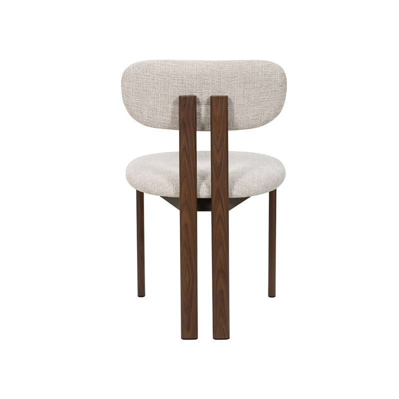 SILLA DE COMEDOR EN TELA BEIGE PATAS  ACABADO DE MADERA