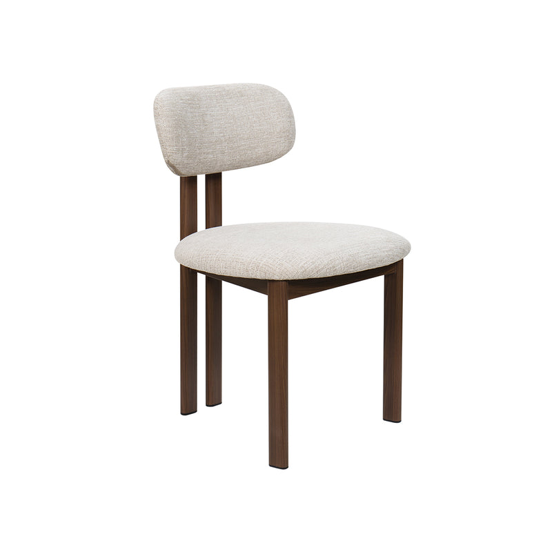 SILLA DE COMEDOR EN TELA BEIGE PATAS  ACABADO DE MADERA