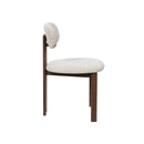 SILLA DE COMEDOR EN TELA BEIGE PATAS  ACABADO DE MADERA