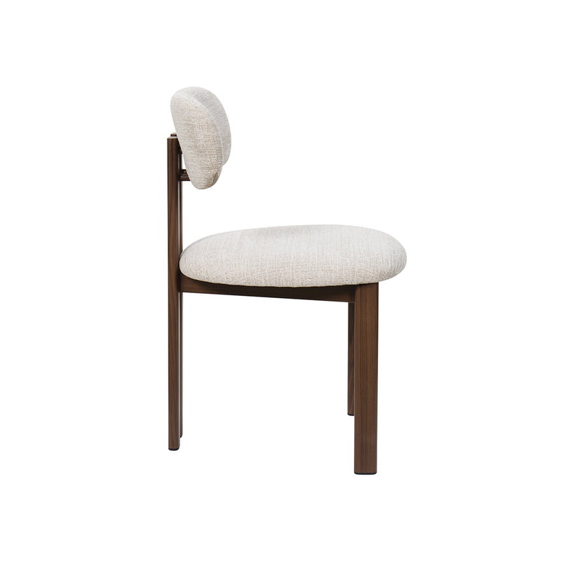 SILLA DE COMEDOR EN TELA BEIGE PATAS  ACABADO DE MADERA