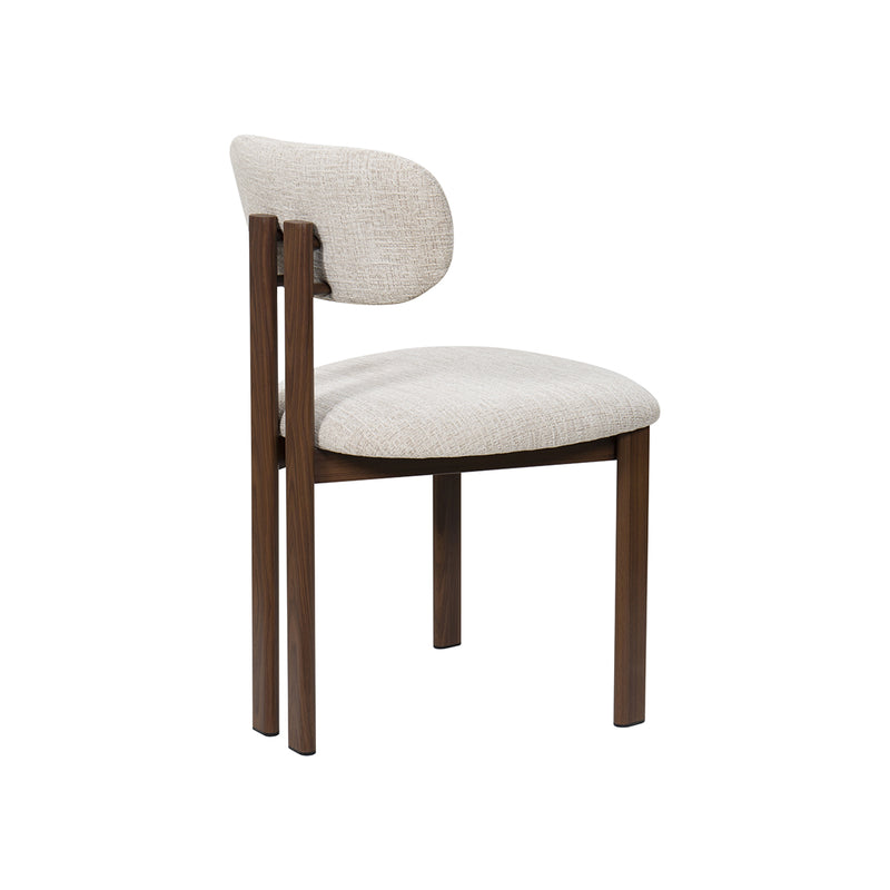 SILLA DE COMEDOR EN TELA BEIGE PATAS  ACABADO DE MADERA