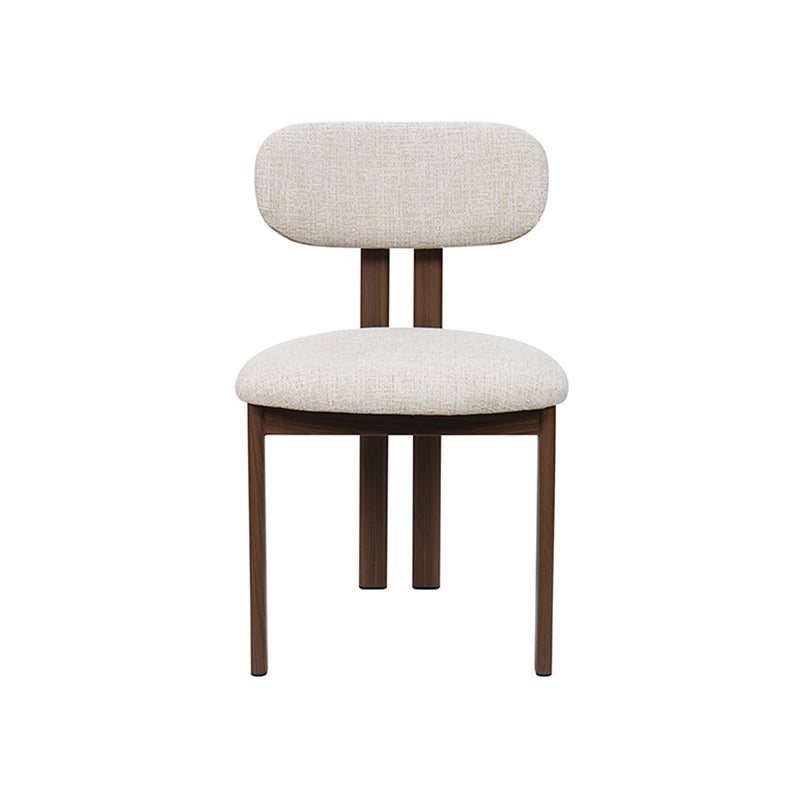 SILLA DE COMEDOR EN TELA BEIGE PATAS  ACABADO DE MADERA