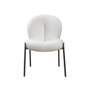 SILLA DE COMEDOR EN TELA TEDDY BLANCA Y PATAS NEGRAS EN METAL
