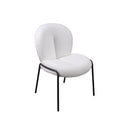 SILLA DE COMEDOR EN TELA TEDDY BLANCA Y PATAS NEGRAS EN METAL