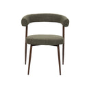 SILLA DE COMEDOR EN TELA VERDE Y PATAS ACABADO DE MADERA