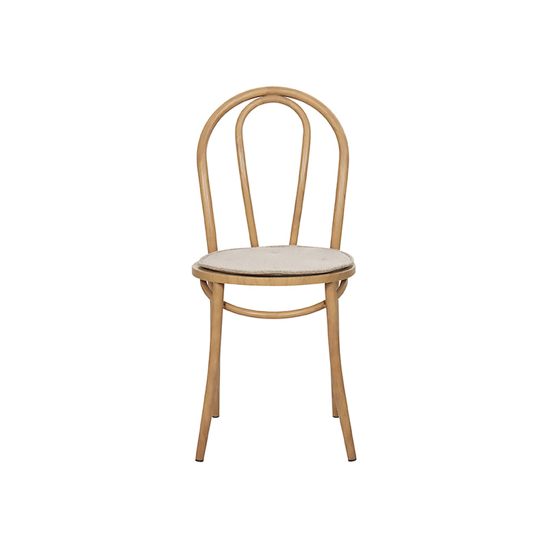SILLA DE COMEDOR ACABADO DE MADERA NATURAL Y TELA BEIGE