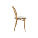 SILLA DE COMEDOR ACABADO DE MADERA NATURAL Y TELA BEIGE