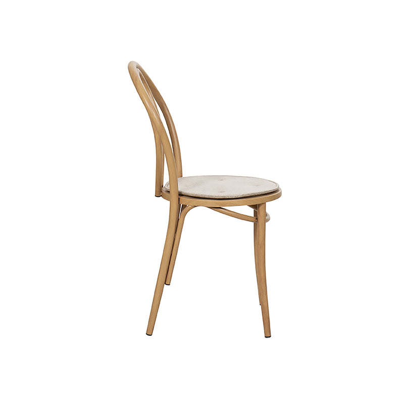 SILLA DE COMEDOR ACABADO DE MADERA NATURAL Y TELA BEIGE