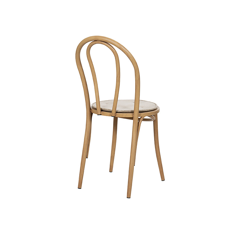 SILLA DE COMEDOR ACABADO DE MADERA NATURAL Y TELA BEIGE