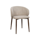 SILLA DE COMEDOR EN TELA BEIGE PATAS  ACABADO DE MADERA