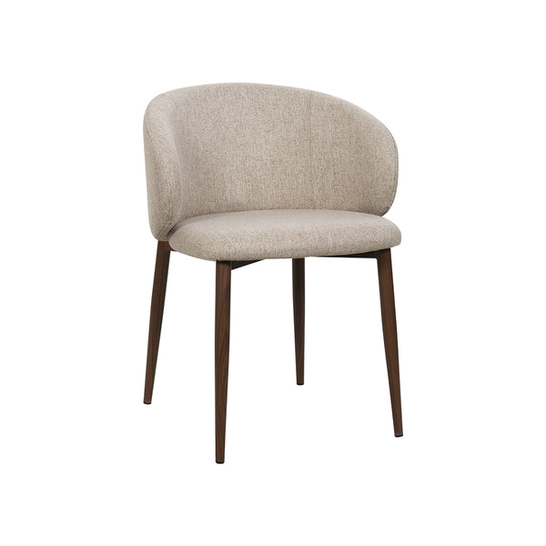SILLA DE COMEDOR EN TELA BEIGE PATAS  ACABADO DE MADERA