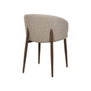 SILLA DE COMEDOR EN TELA BEIGE PATAS  ACABADO DE MADERA