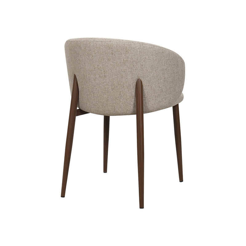 SILLA DE COMEDOR EN TELA BEIGE PATAS  ACABADO DE MADERA