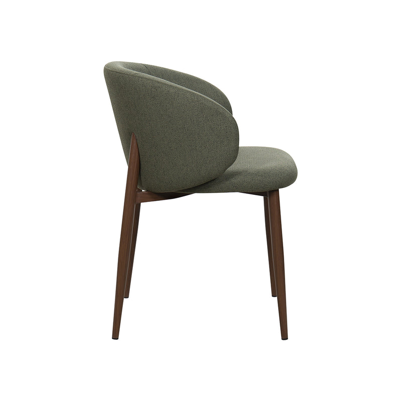 SILLA DE COMEDOR EN TELA VERDE PATAS  ACABADO DE MADERA