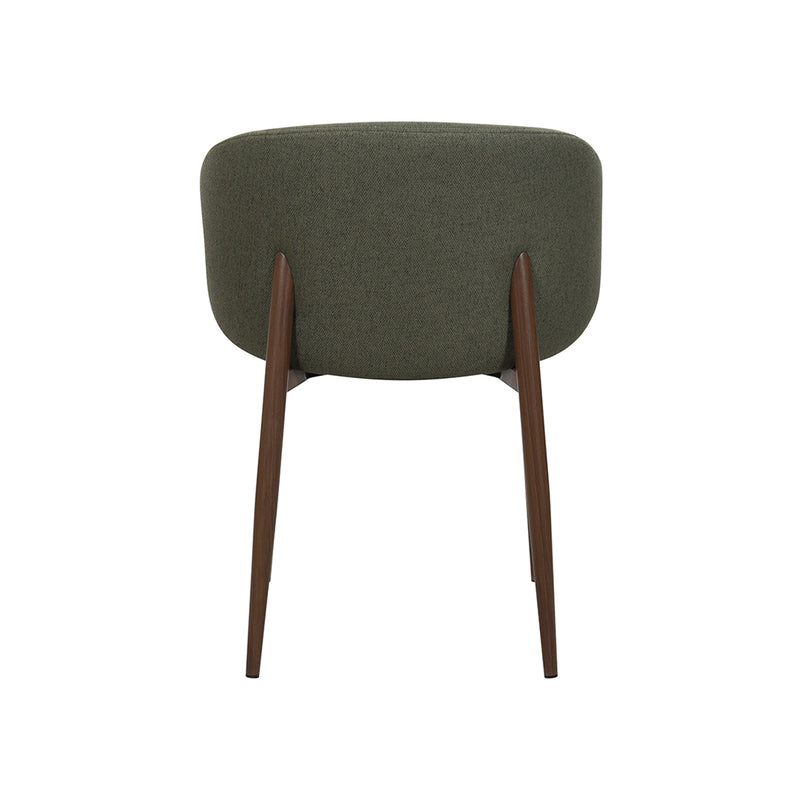 SILLA DE COMEDOR EN TELA VERDE PATAS  ACABADO DE MADERA