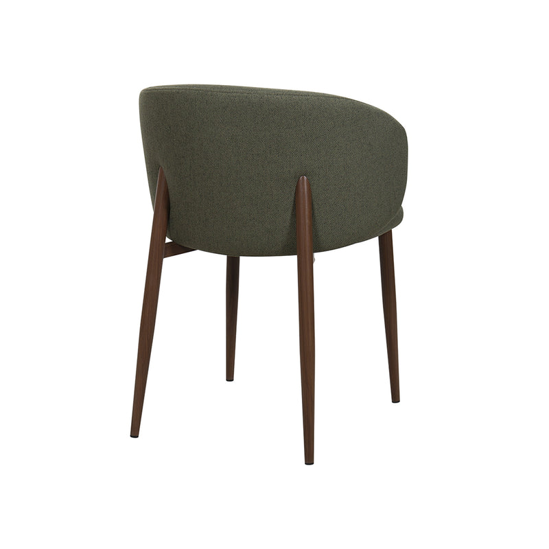SILLA DE COMEDOR EN TELA VERDE PATAS  ACABADO DE MADERA