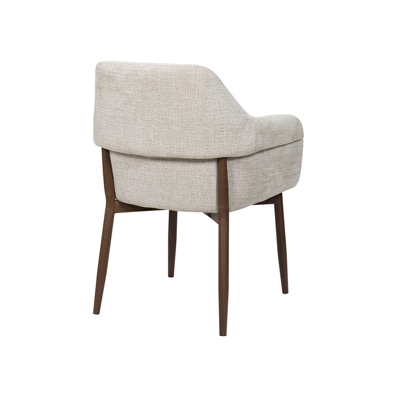 SILLA DE COMEDOR EN TELA BEIGE Y PATAS ACABADO DE MADERA