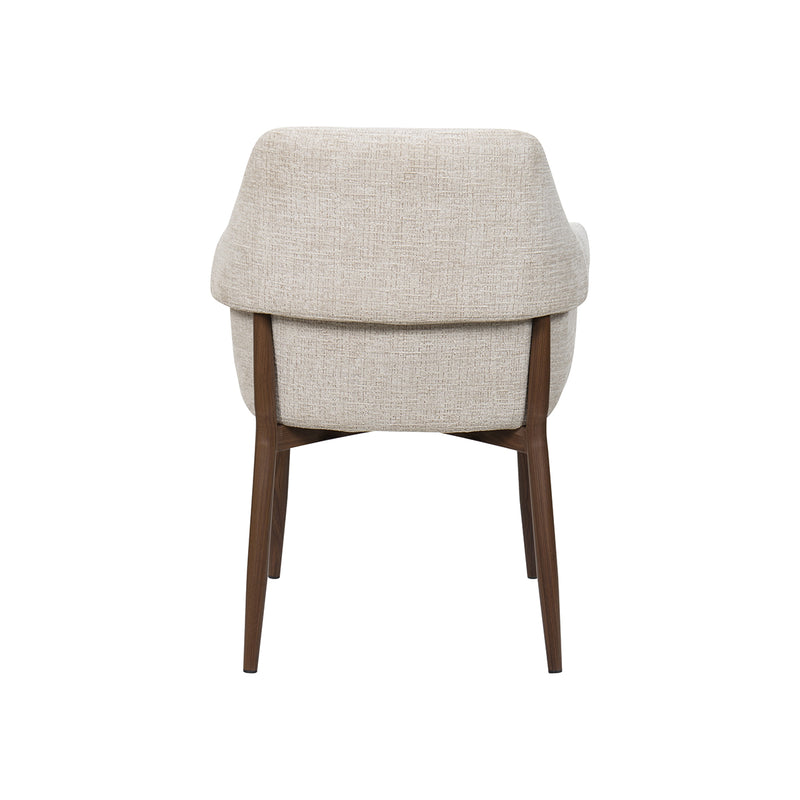 SILLA DE COMEDOR EN TELA BEIGE Y PATAS ACABADO DE MADERA