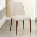 SILLA DE COMEDOR EN TELA BEIGE Y PATAS ACABADO DE MADERA