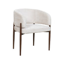 SILLA DE COMEDOR EN TELA BEIGE Y ACABADO DE MADERA
