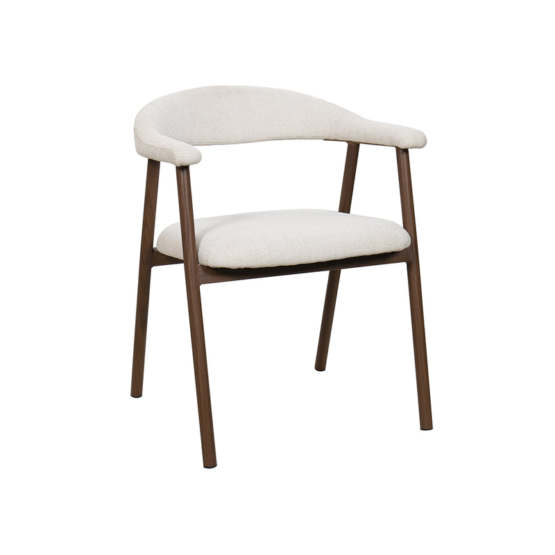 SILLA DE COMEDOR EN TELA BEIGE PATAS  ACABADO DE MADERA